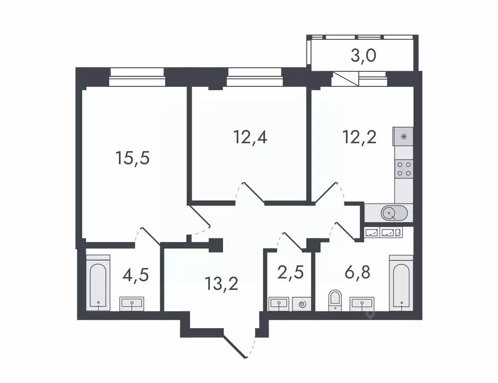 2-к кв. Кировская область, Киров ул. Чистопрудненская, 13 (70.1 м) - Фото 0