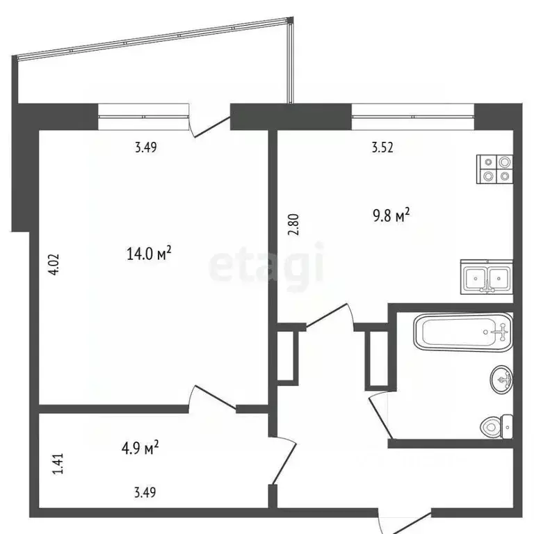 1-к кв. Тюменская область, Тюмень ул. Мельникайте, 136 (37.6 м) - Фото 0