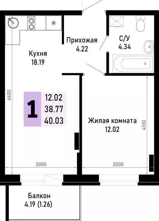 1-комнатная квартира: Краснодарский край, муниципальный округ Анапа, ... - Фото 0