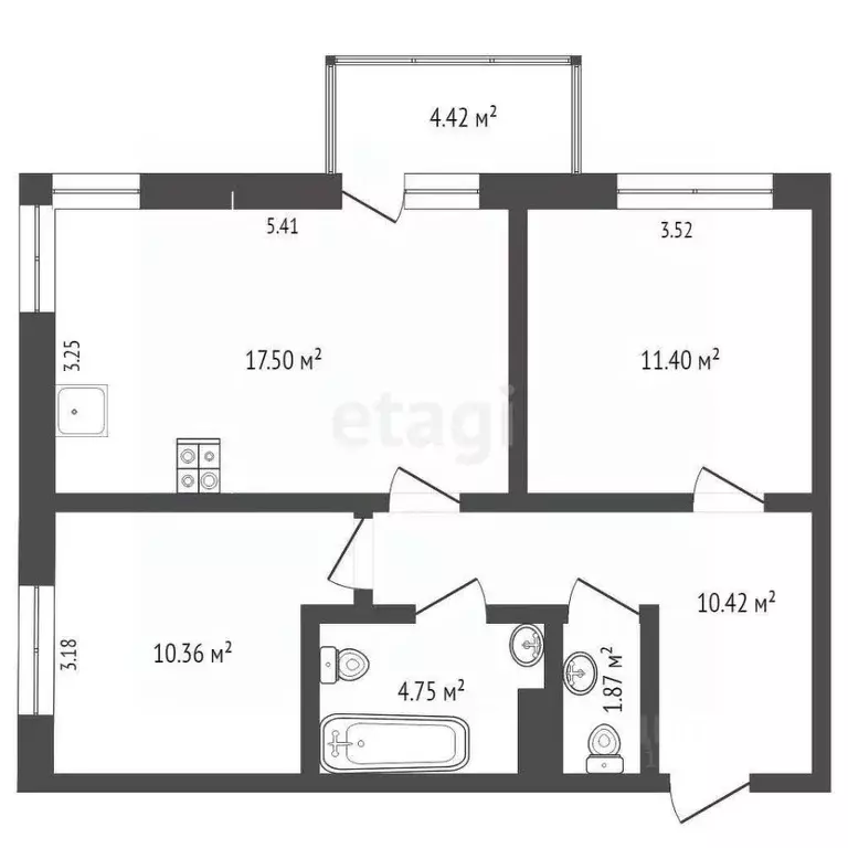 2-к кв. Тюменская область, Тюмень Профсоюзная ул., 63 (57.74 м) - Фото 2