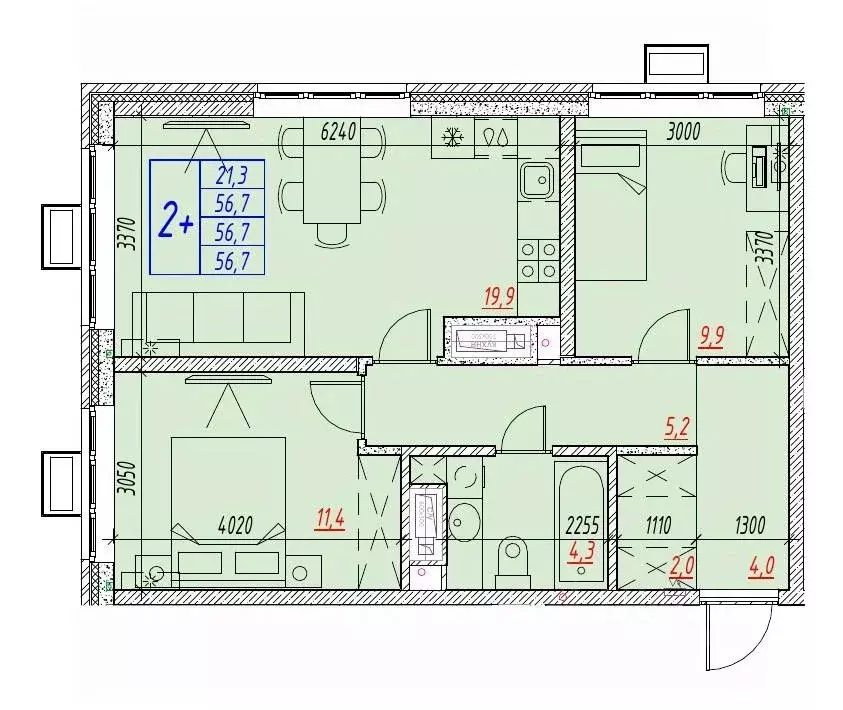 3-к кв. Астраханская область, Астрахань ул. Бэра, 29 (56.7 м) - Фото 1
