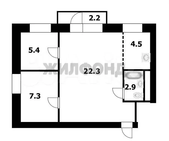 3-к. квартира, 42,4 м, 5/5 эт. - Фото 0