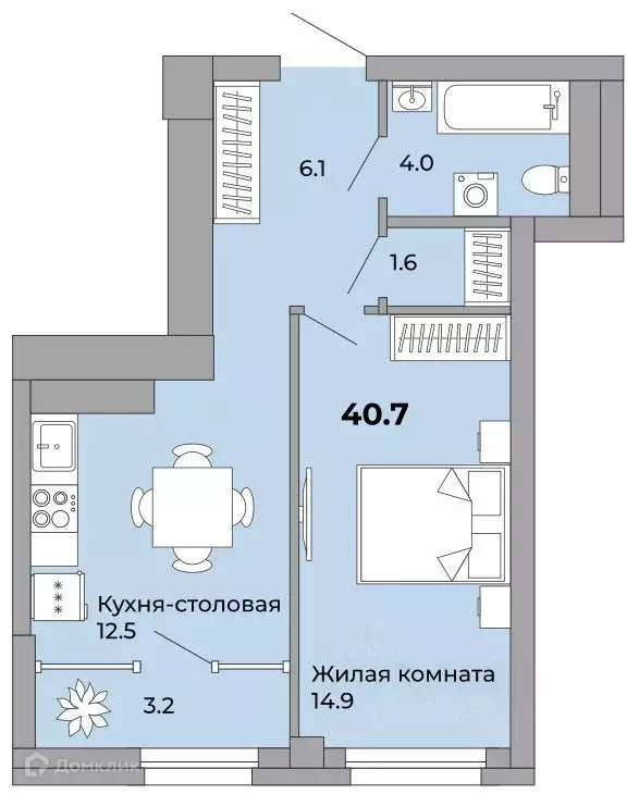 Продаётся 1-к квартира, 42 м - Фото 1
