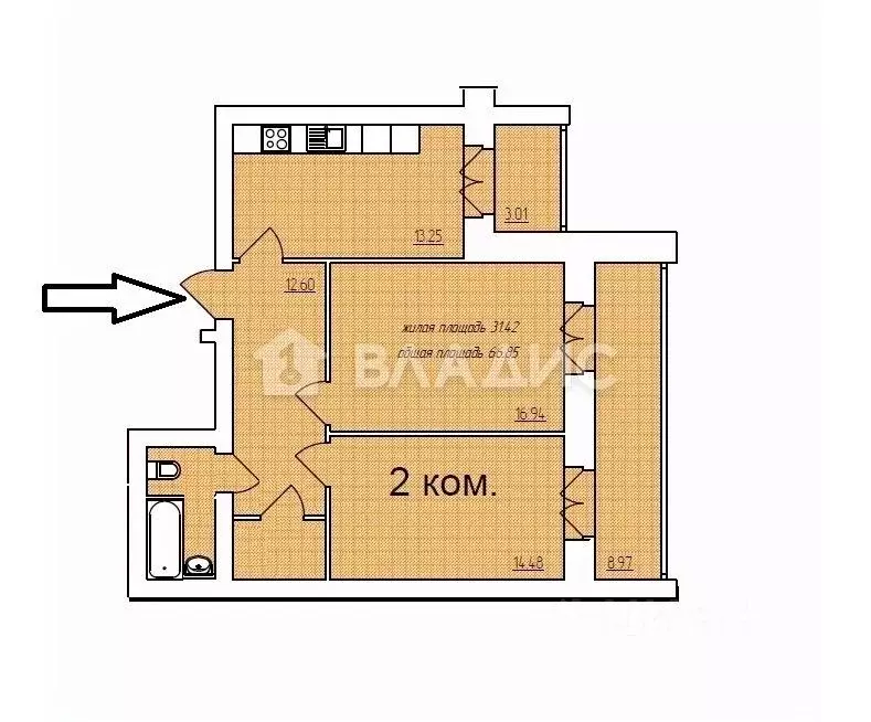 2-к кв. Владимирская область, Владимир Коммунар мкр, Центральная ул., ... - Фото 2