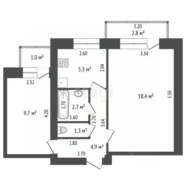 2-к кв. Башкортостан, Стерлитамак Братская ул., 9А (42.3 м) - Фото 2