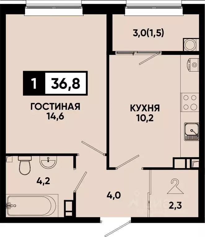1-к кв. Ставропольский край, Кисловодск Моя Легенда жилой комплекс ... - Фото 1