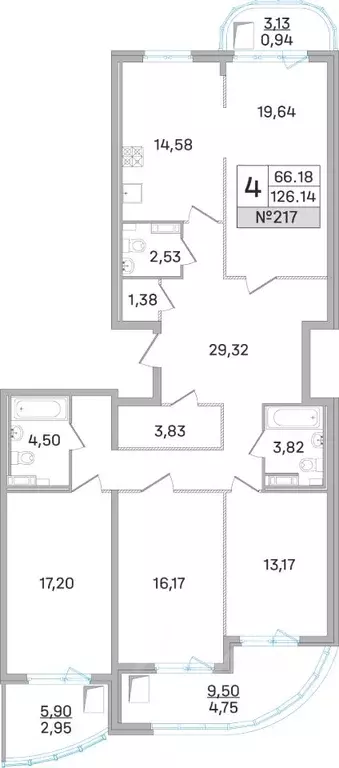 4-к кв. Московская область, Королев ул. Калинина, 11 (125.6 м) - Фото 1