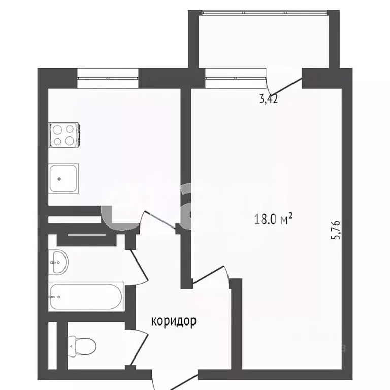 1-к кв. Ханты-Мансийский АО, Сургут ул. Крылова, 39 (33.5 м) - Фото 1