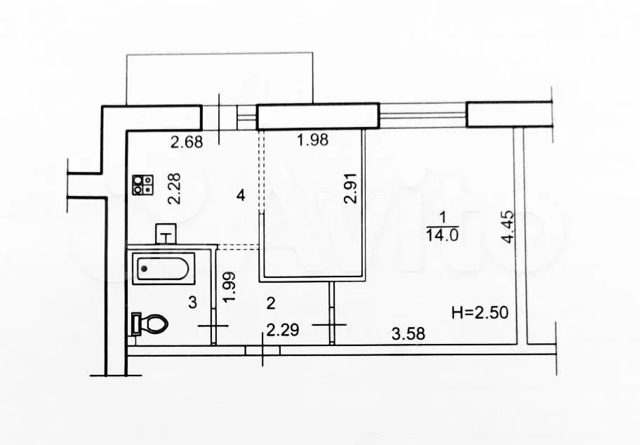 1-к. квартира, 32,8 м, 9/9 эт. - Фото 0