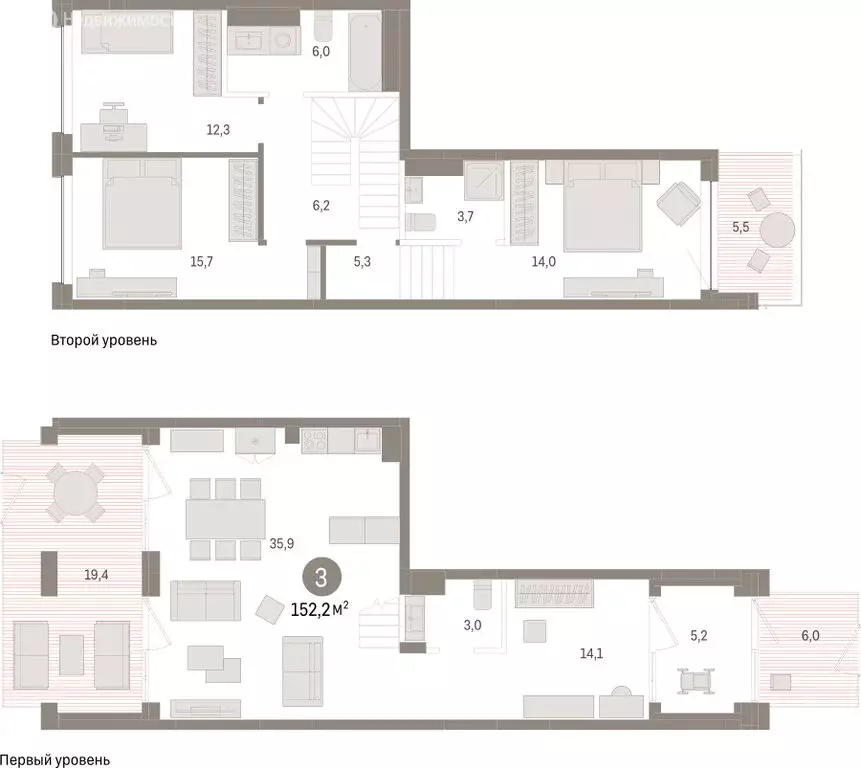 3-комнатная квартира: Тюмень, ЖК Дом у Озера (152.16 м) - Фото 1