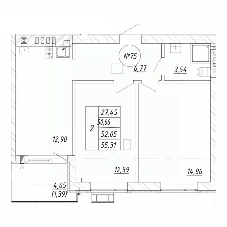 2-к кв. Калининградская область, Зеленоградск  (52.05 м) - Фото 1