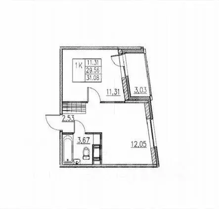 1-к кв. Ленинградская область, Мурино Всеволожский район, ул. ... - Фото 2
