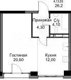 Квартира-студия, 41 м, 13/25 эт. - Фото 0