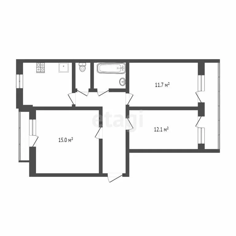 3-комнатная квартира: Тюмень, улица Карла Маркса, 110А (60.4 м) - Фото 0