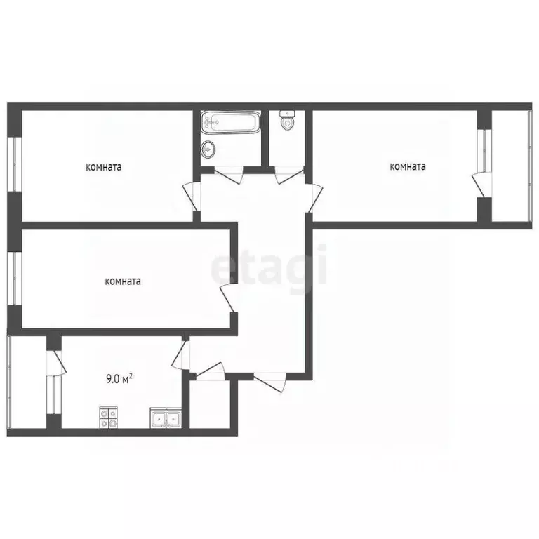 3-к кв. Московская область, Воскресенск ул. Мичурина, 17а (66.5 м) - Фото 2