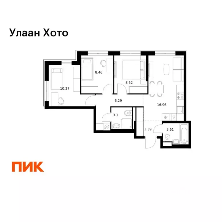 3-к кв. Бурятия, Улан-Удэ ул. Шмидта, 37А (60.6 м) - Фото 1