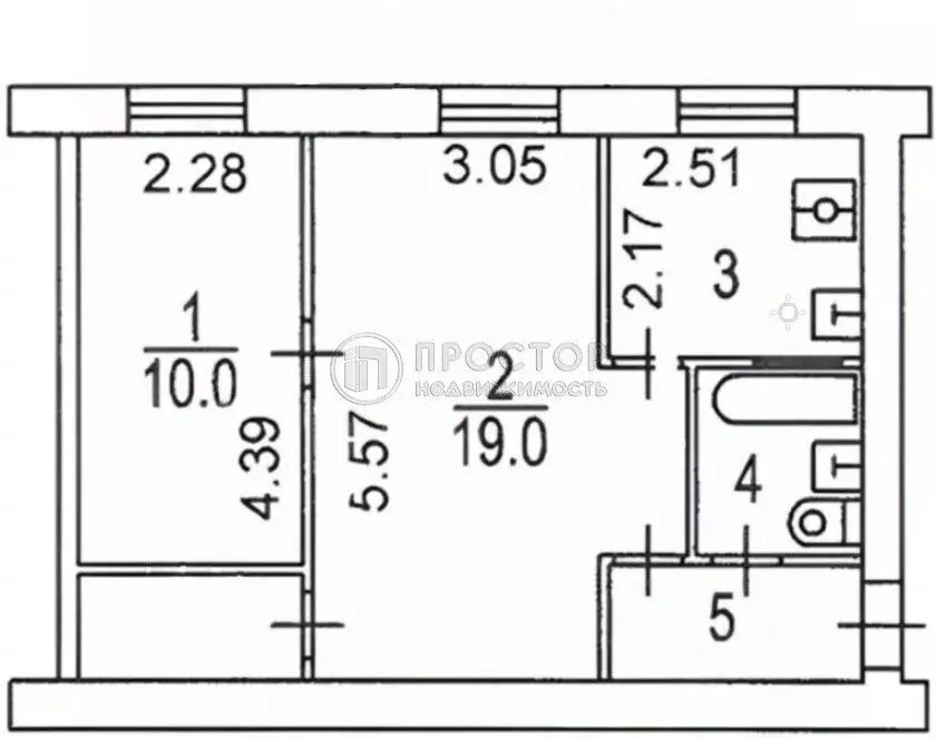 2-к кв. Москва 2-я Владимирская ул., 56 (42.8 м) - Фото 1
