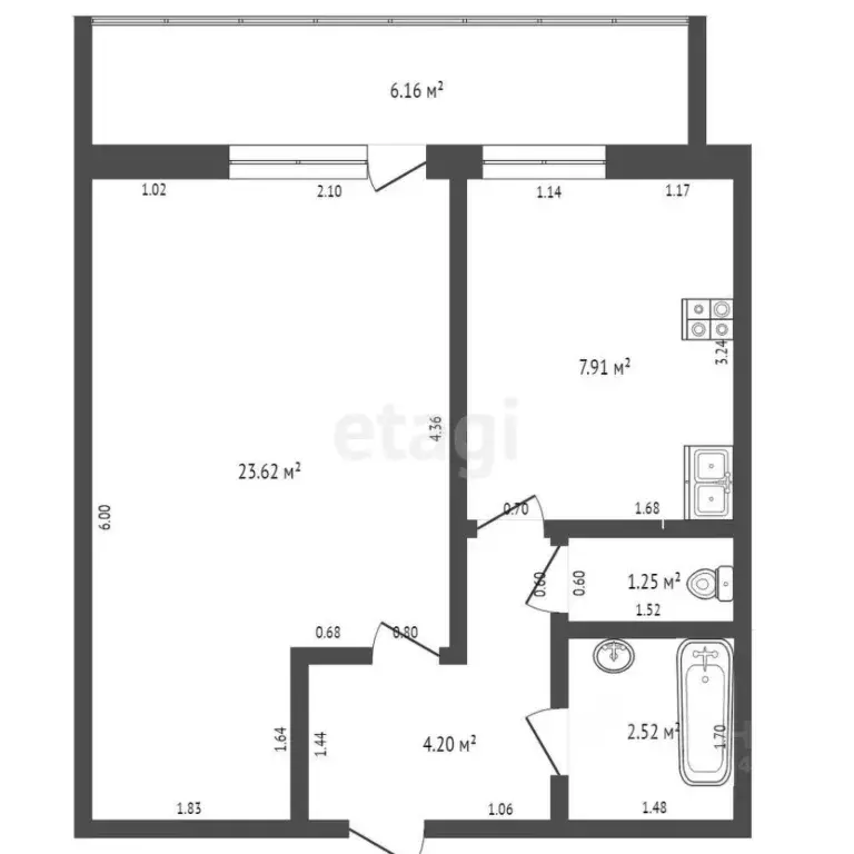1-к кв. Тюменская область, Тюмень Харьковская ул., 48 (35.0 м) - Фото 0