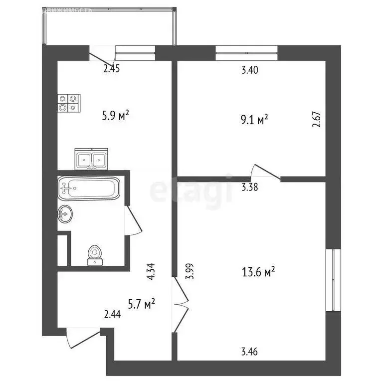 2-комнатная квартира: Москва, улица Каховка, 35к1 (37.4 м) - Фото 0