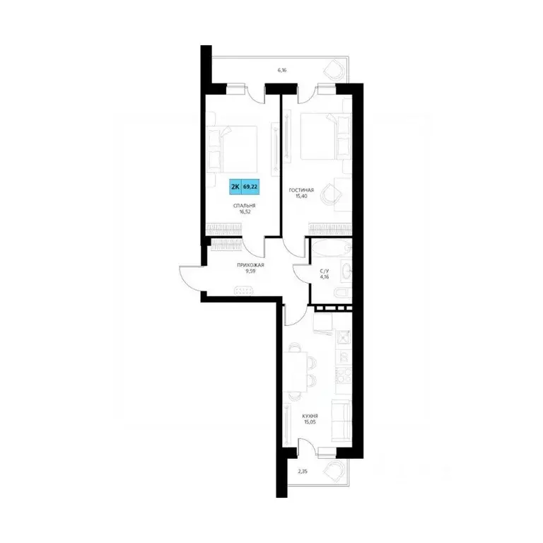 2-к кв. Дагестан, Дербент  (69.22 м) - Фото 0