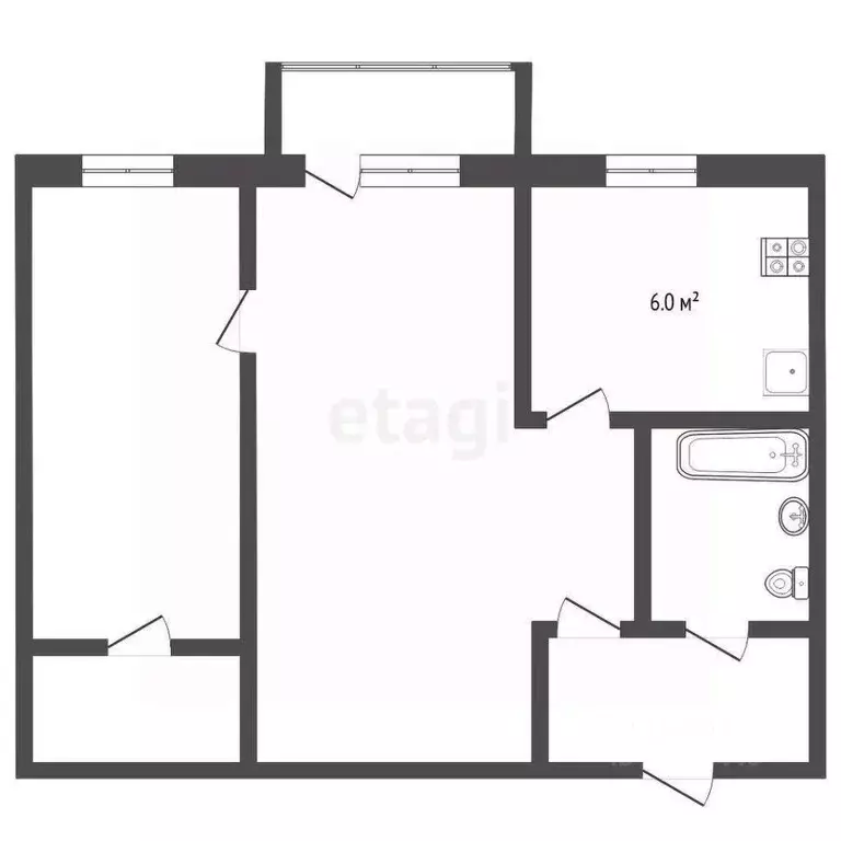 2-к кв. Тюменская область, Тюмень Колхозная ул., 2 (43.5 м) - Фото 1