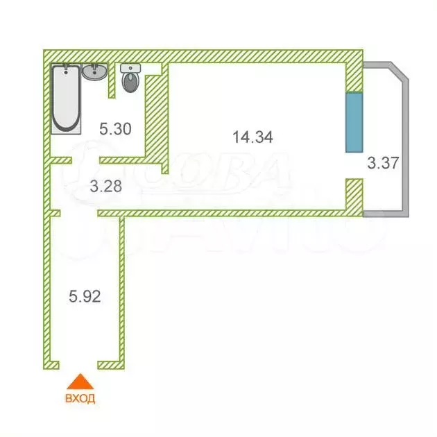 Квартира-студия, 28,8 м, 9/14 эт. - Фото 0