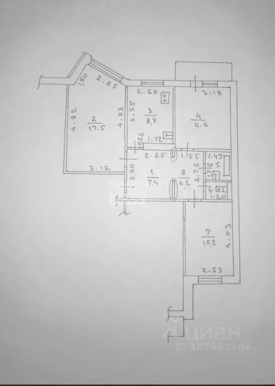 3-к кв. Липецкая область, Липецк ул. А.Г. Стаханова, 48 (64.3 м) - Фото 1