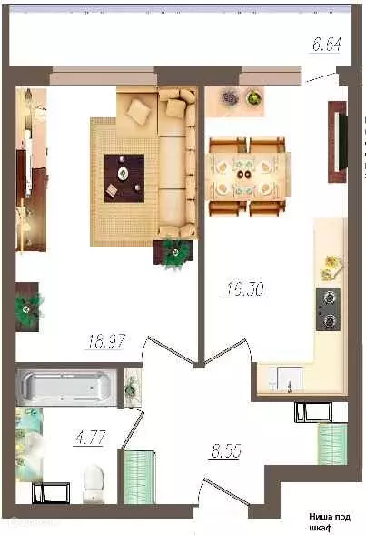 Продаётся 1-к квартира, 50.9 м - Фото 0
