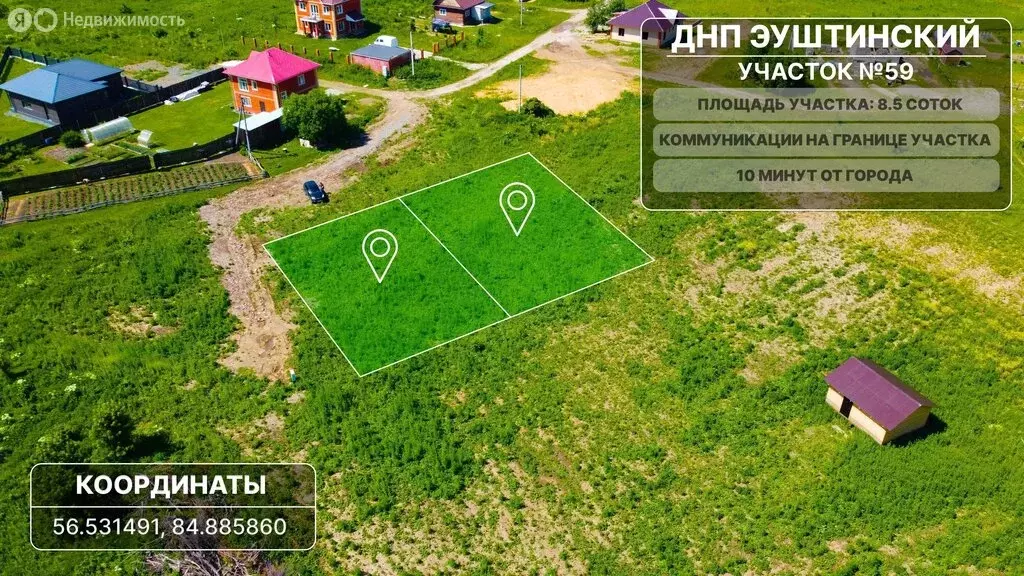 Участок в Томский район, ДНП Эуштинский микрорайон, 59 (8.5 м) - Фото 1