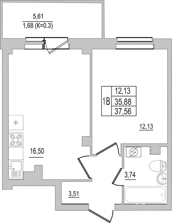1-комнатная квартира: Псков, улица Юности, 32 (37.56 м) - Фото 0