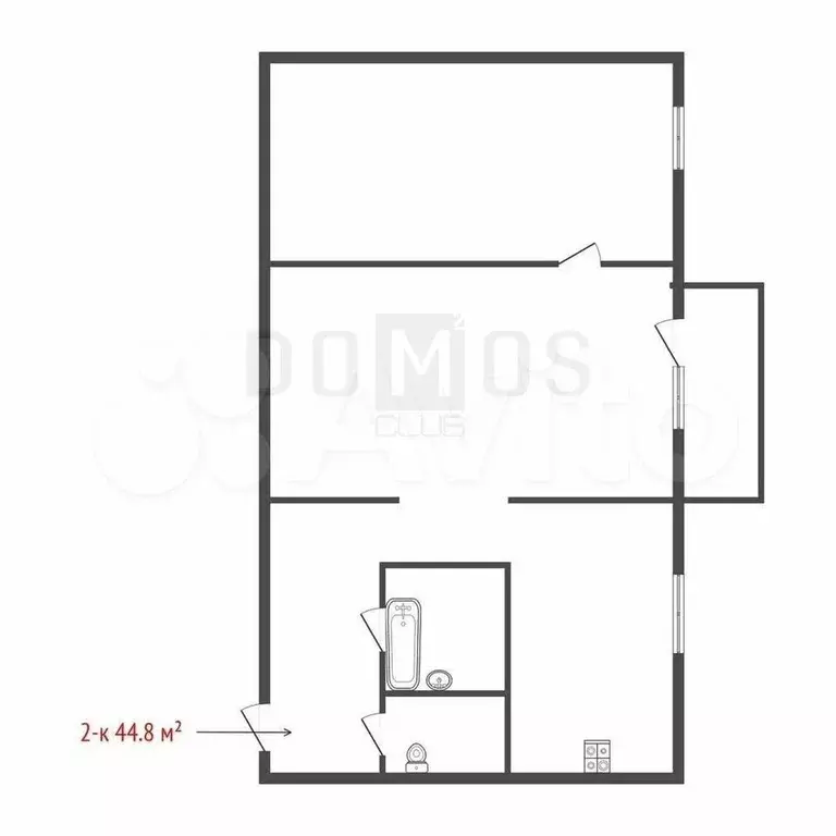 2-к. квартира, 44,8 м, 5/5 эт. - Фото 0