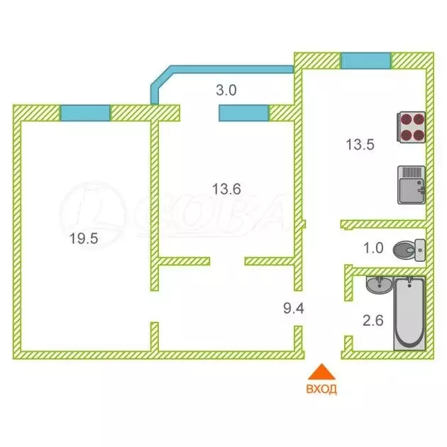2-комнатная квартира: Тюмень, улица Московский Тракт, 161 (59.4 м) - Фото 2