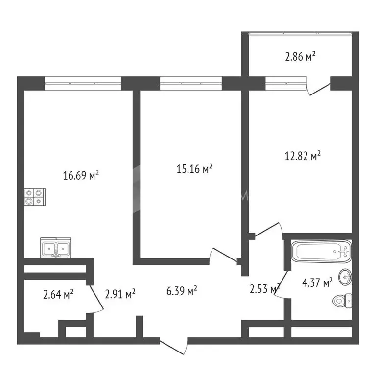 2-комнатная квартира: Тюмень, улица Щербакова, 136 (64.1 м) - Фото 0