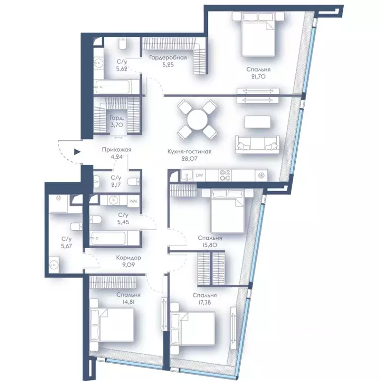 4-к кв. Москва Краснопресненская наб., 14с3 (138.95 м) - Фото 1