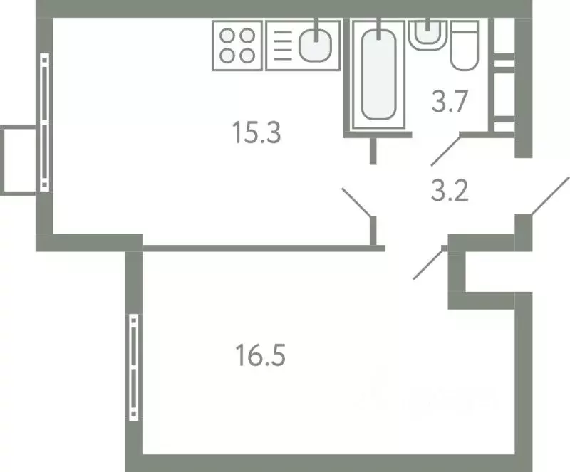1-к кв. Московская область, Ленинский городской округ, Молоково пгт ... - Фото 1