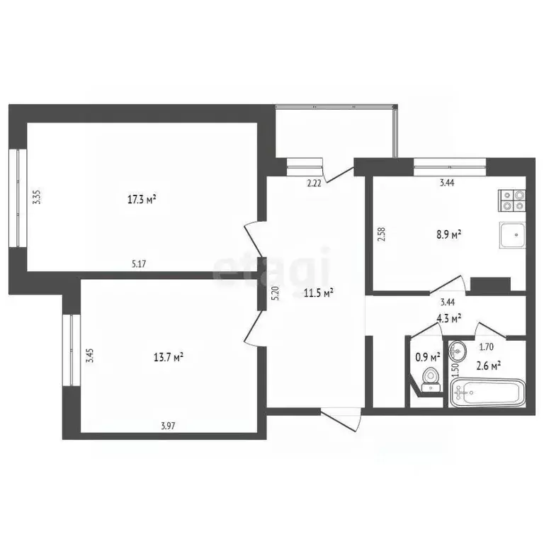 2-к кв. Калининградская область, Неман Красноармейская ул., 6 (59.2 м) - Фото 2