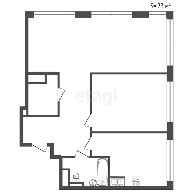 2-комнатная квартира: Санкт-Петербург, улица Челюскина, 10 (73 м) - Фото 1