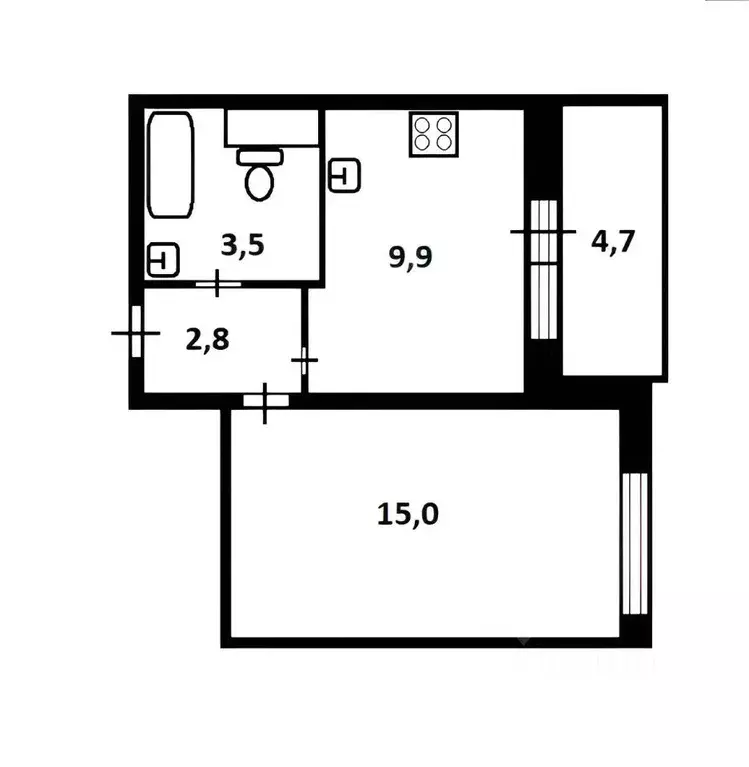 1-к кв. Санкт-Петербург ул. Верхне-Каменская, 7к1 (31.2 м) - Фото 2