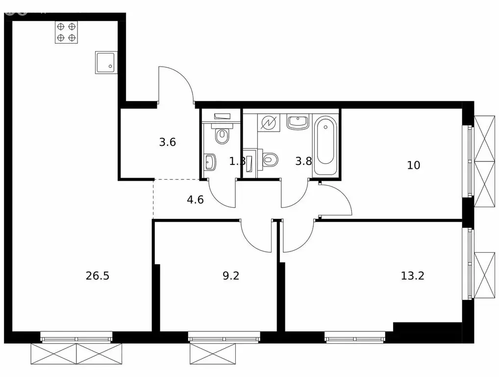 3-комнатная квартира: Москва, Новоостаповская улица, 7к2 (70.2 м) - Фото 1