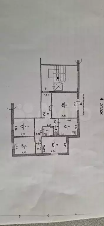 4-к. квартира, 78,4 м, 4/9 эт. - Фото 0