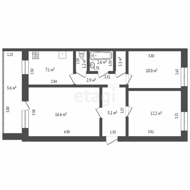 3-комнатная квартира: Ишим, Большая улица, 167 (59.5 м) - Фото 0