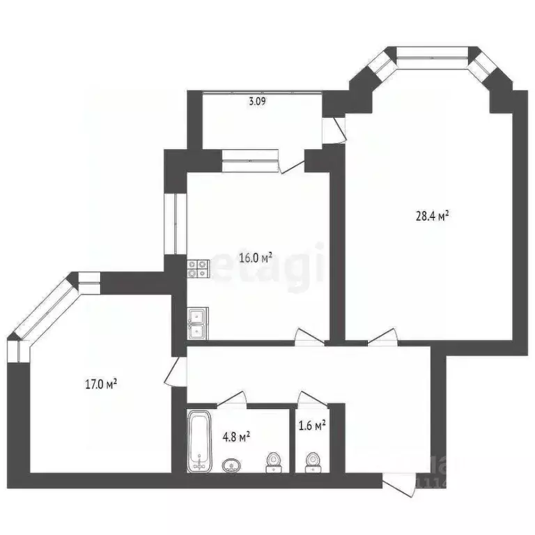 2-к кв. Астраханская область, Астрахань ул. Менжинского, 4к1 (79.8 м) - Фото 1