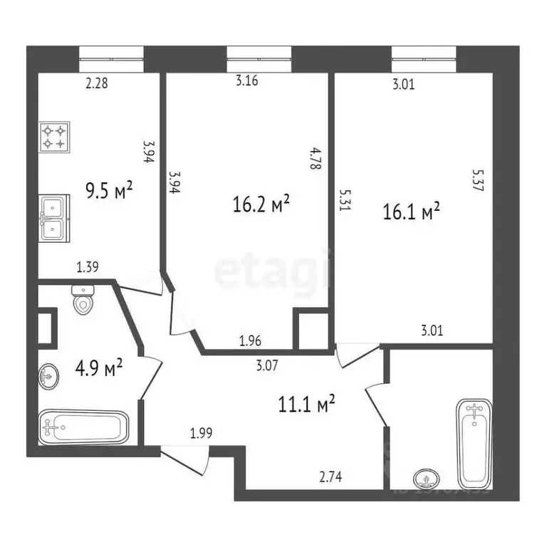 2-к кв. Санкт-Петербург Учительская ул., 18к1 (62.5 м) - Фото 1