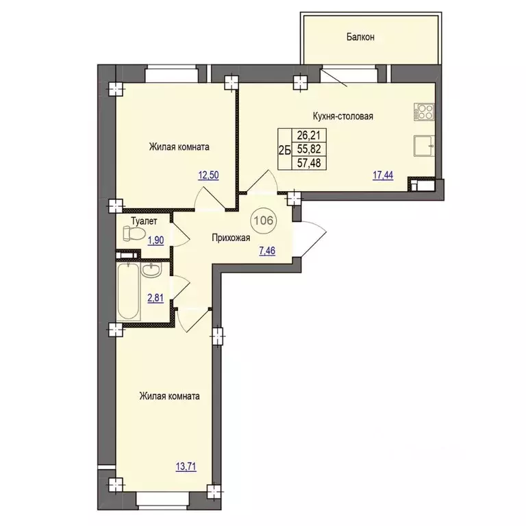 2-к кв. Псковская область, Псковский район, Завеличенская волость, д. ... - Фото 1