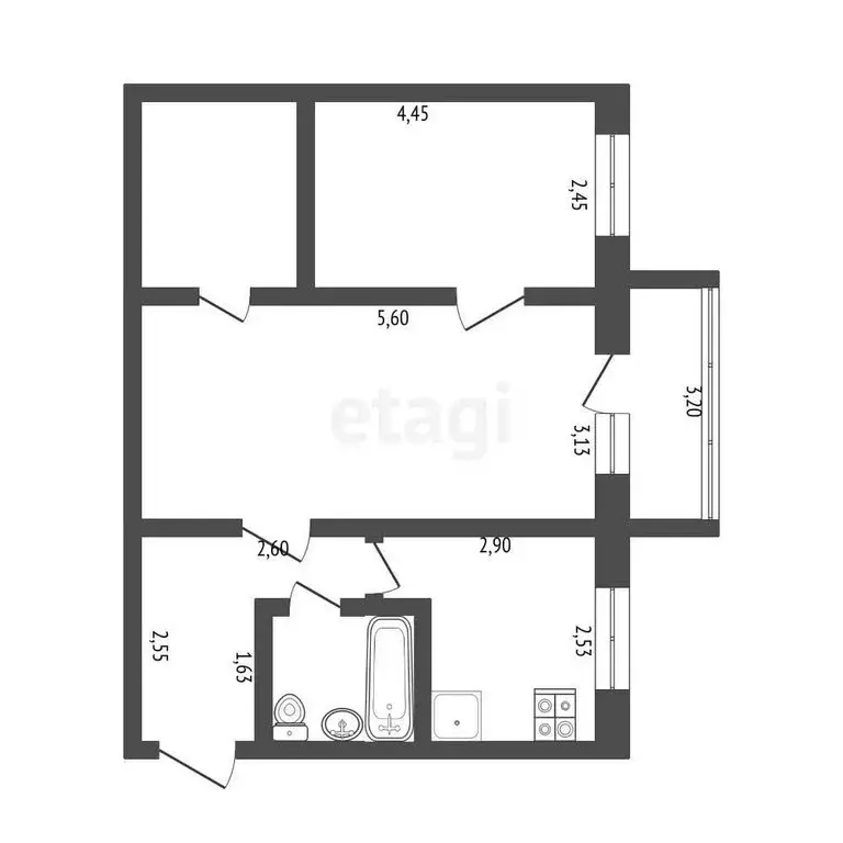 2-комнатная квартира: Ульяновск, Октябрьская улица, 19 (44.9 м) - Фото 0