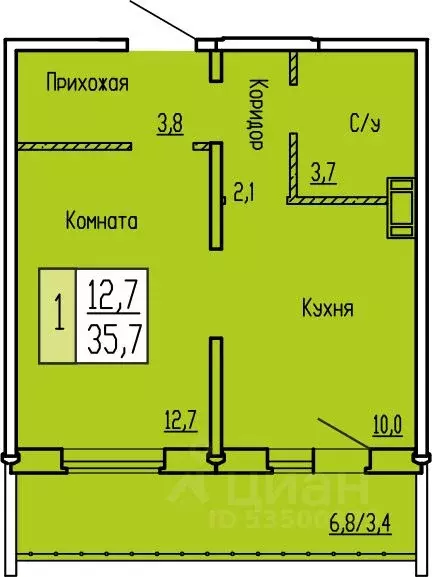1-к кв. Курганская область, Курган ул. Карбышева, 52 (35.7 м) - Фото 0