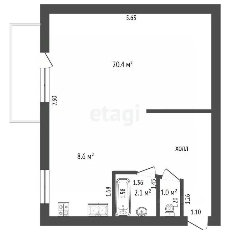 1-к кв. Кемеровская область, Юрга просп. Победы, 18 (39.5 м) - Фото 1