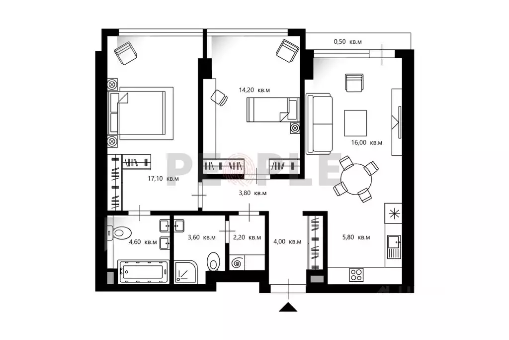 3-к кв. Москва Кутузовский просп., 36А (71.2 м) - Фото 1