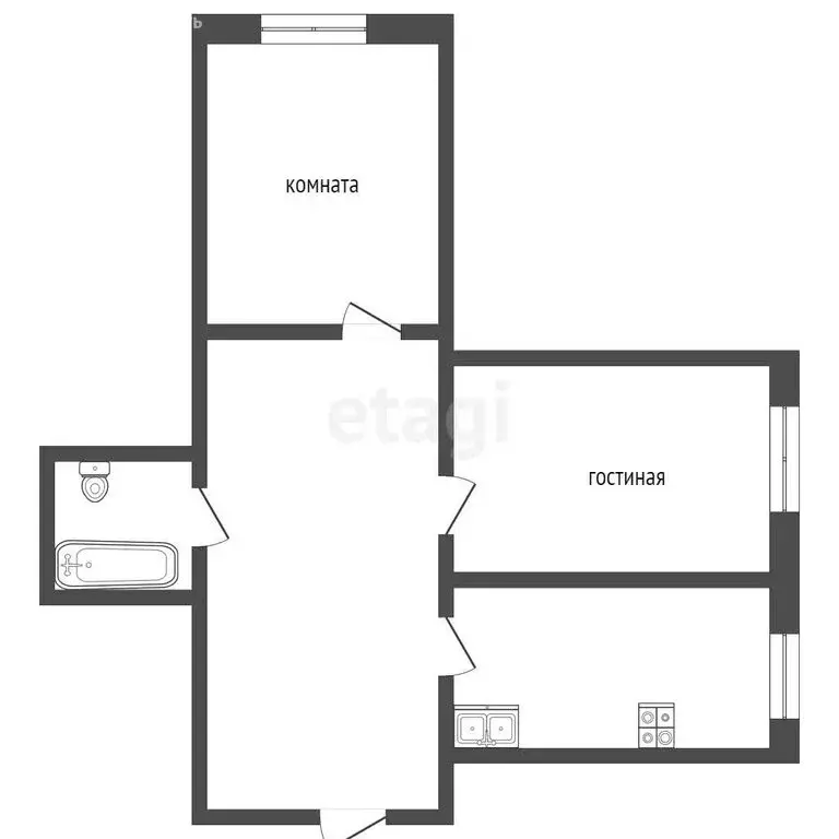 2-комнатная квартира: Камышлов, улица Жукова, 55 (43.6 м) - Фото 1