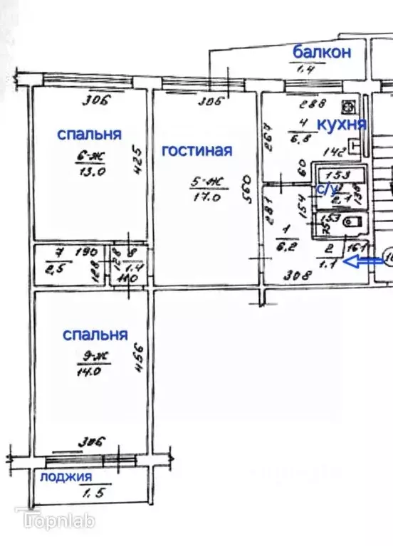 3-к кв. Калининградская область, Калининград Тобольская ул., 33 (64.0 ... - Фото 2